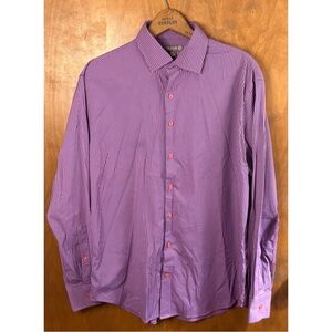Peter Millar Men's Purple Gingham Summer Comfort Button Down Dress Shirt Large
